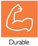 Arm Flexing with the word Durable