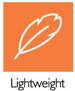 Feather with text underneath saying Lightweight