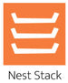Three trays nest stacked with the words nest stack written underneath