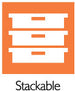 3 boxes stacked on top of each other with the word Stackable beneath