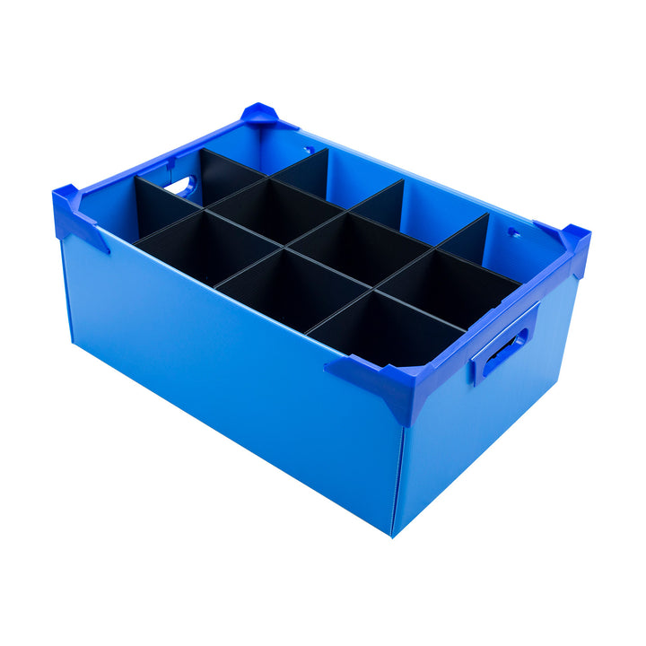 12 Cell Blue Glassware Storage Boxes