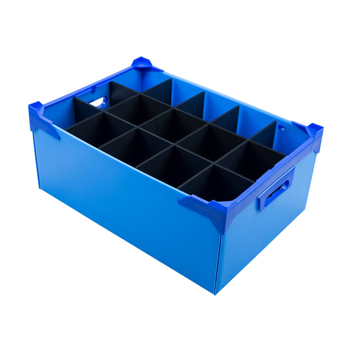 15 Compartment Glassware Storage Box in Blue