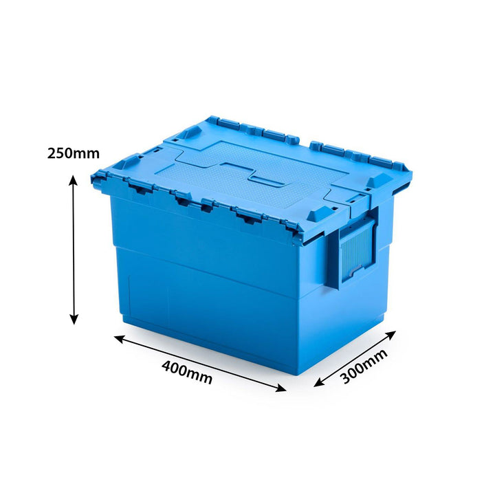 24L 400x300x250mm Euro Nest Stacking Attached Lid Box