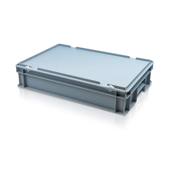 24L 600 x 400 x 120mm Shallow Lidded Euro Stacking Container