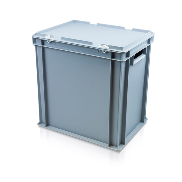 34 Litre Heavy Duty Plastic Stacking Euro Storage Box with Lockable Lid