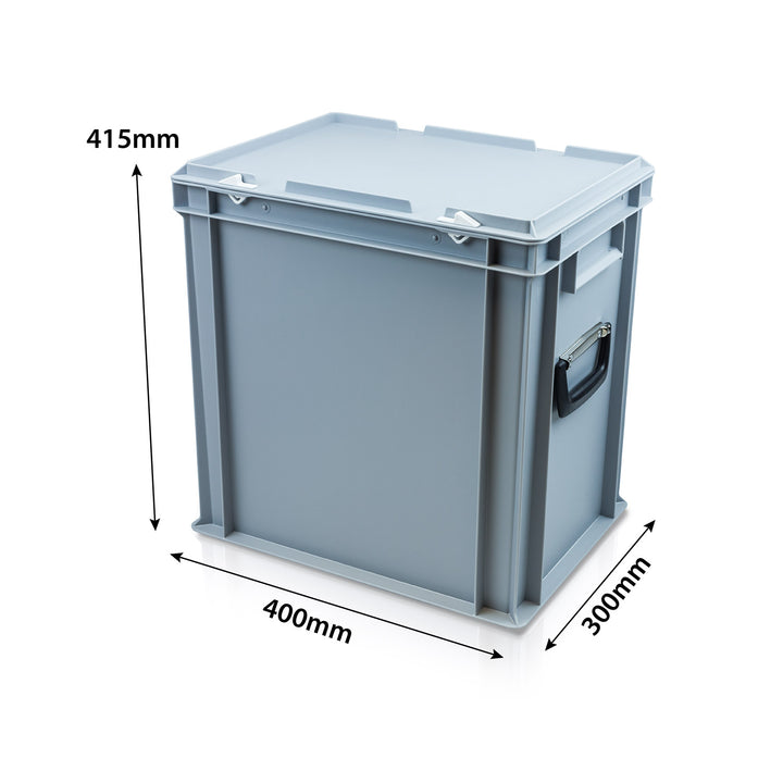 34L 400 x 300 x 400mm Heavy Duty Plastic Stacking Euro Storage Case