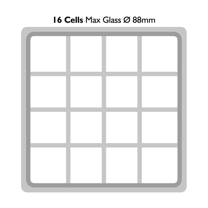 400x400mm Glass Washer Basket 16 Compartments