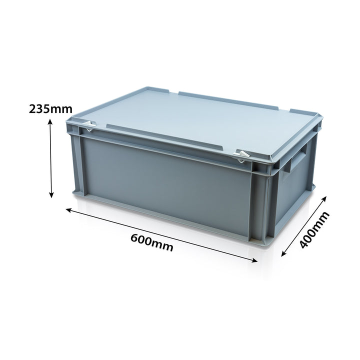 42L 600 x 400 x 235mm Euro Stacking Hinged Lid Box From The Storage Box Shop