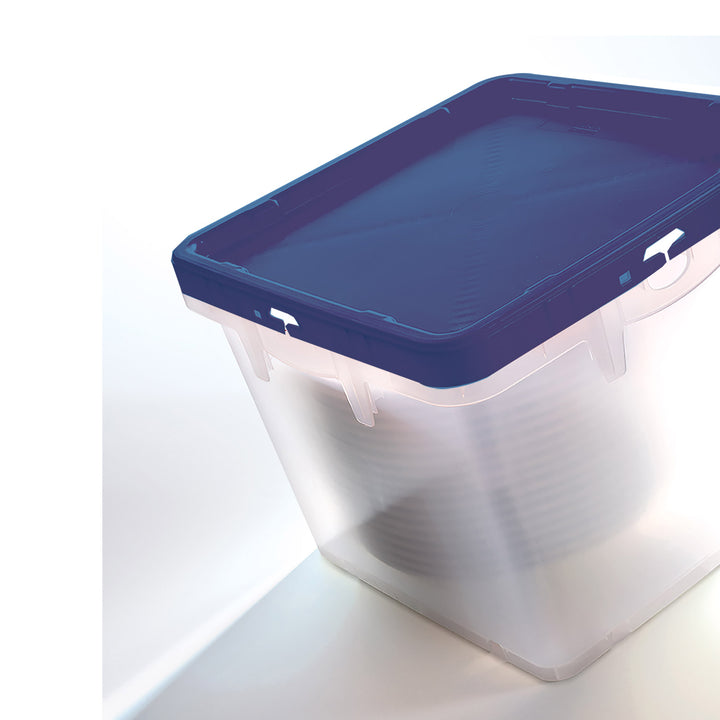 Blue Click And Close Lid For Heavy Duty Transparent Plate Box 400x400mm