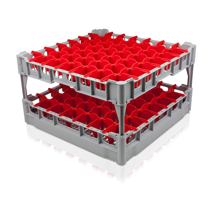 Red Cambro Camrack with 29 Compartments for Champagne Flutes