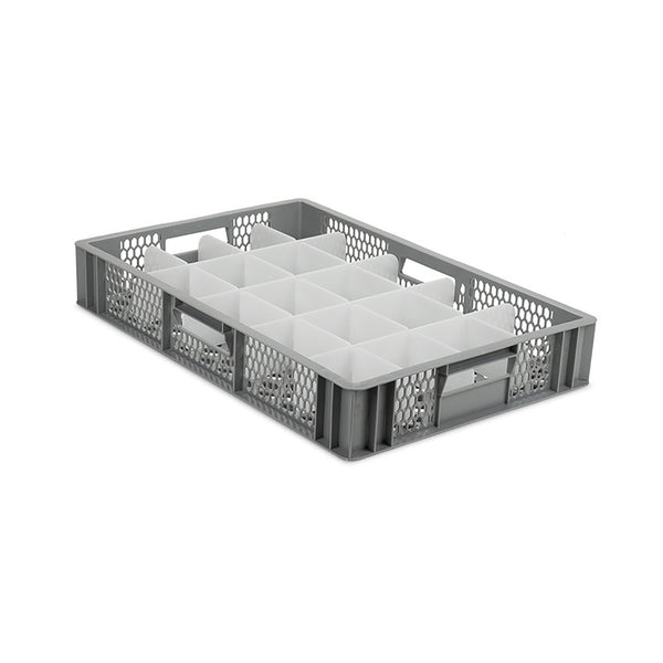 Shallow Crate With 20 Cells For Washing And Storing Cups, Mugs And Other Crockery