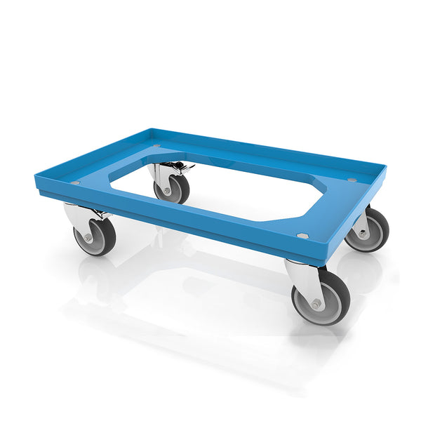 Budget Eco Blue Open Deck Transport Trolley with Brakes