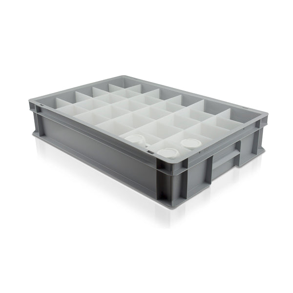 Solid Euro Box For Storage & Transportation of Espresso Cups & Other Crockery With 30 Cells (Cell Size: 90x69mm)