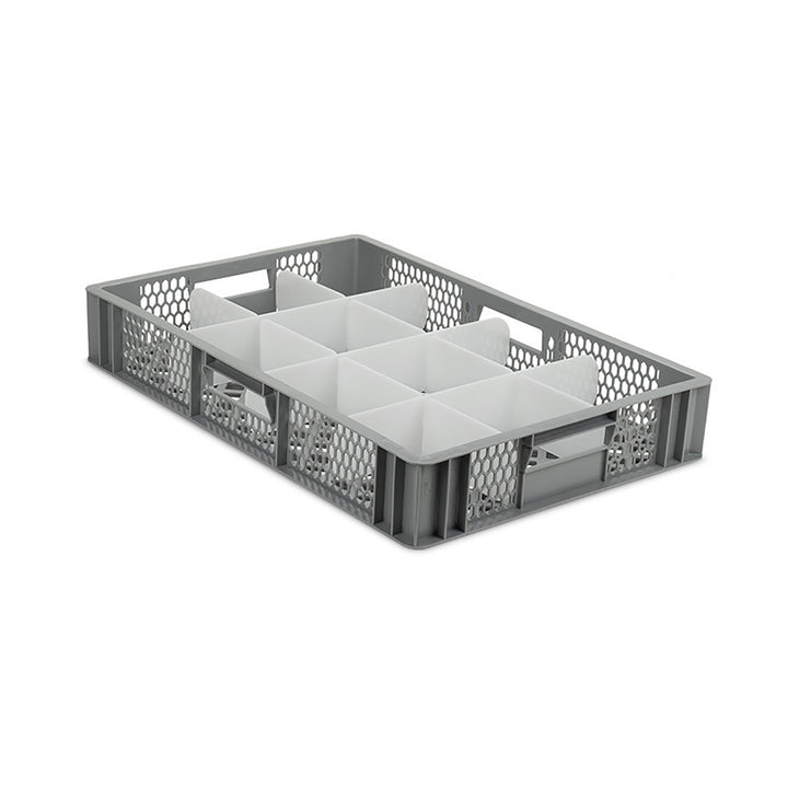 Euro Stackable Ventilated Crate With 12 Cell For Washing Storing Cups Mugs Other Crockery