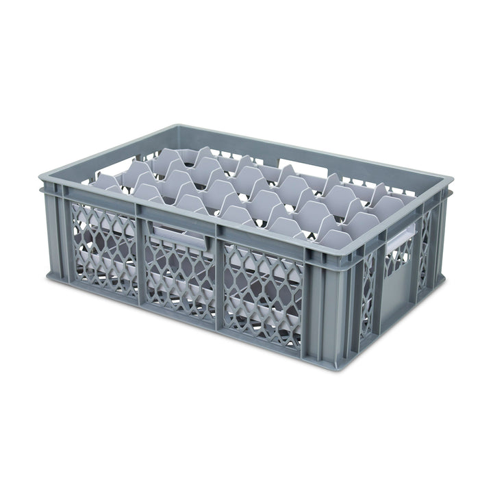 Euro Crates with Glassware Divider Inserts with 24 Compartments