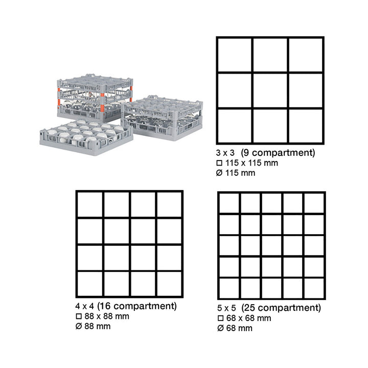 FRIES Rack 400mm Glasswasher Basket With Compartments