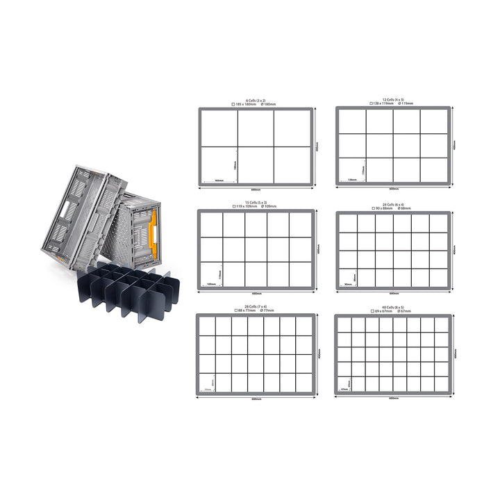 Folding Euro Crates with Dividers Inserts