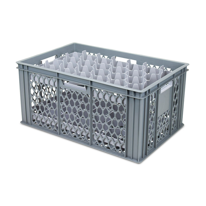 Glass Wash and Store Crates with Top and Bottom Dividers