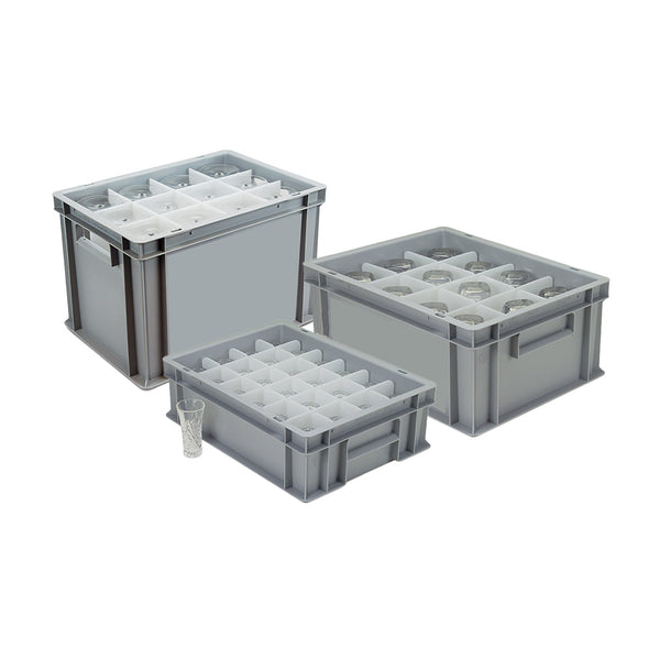 Half Size Euro Boxes 400x300mm With Compartments For Storing Glassware