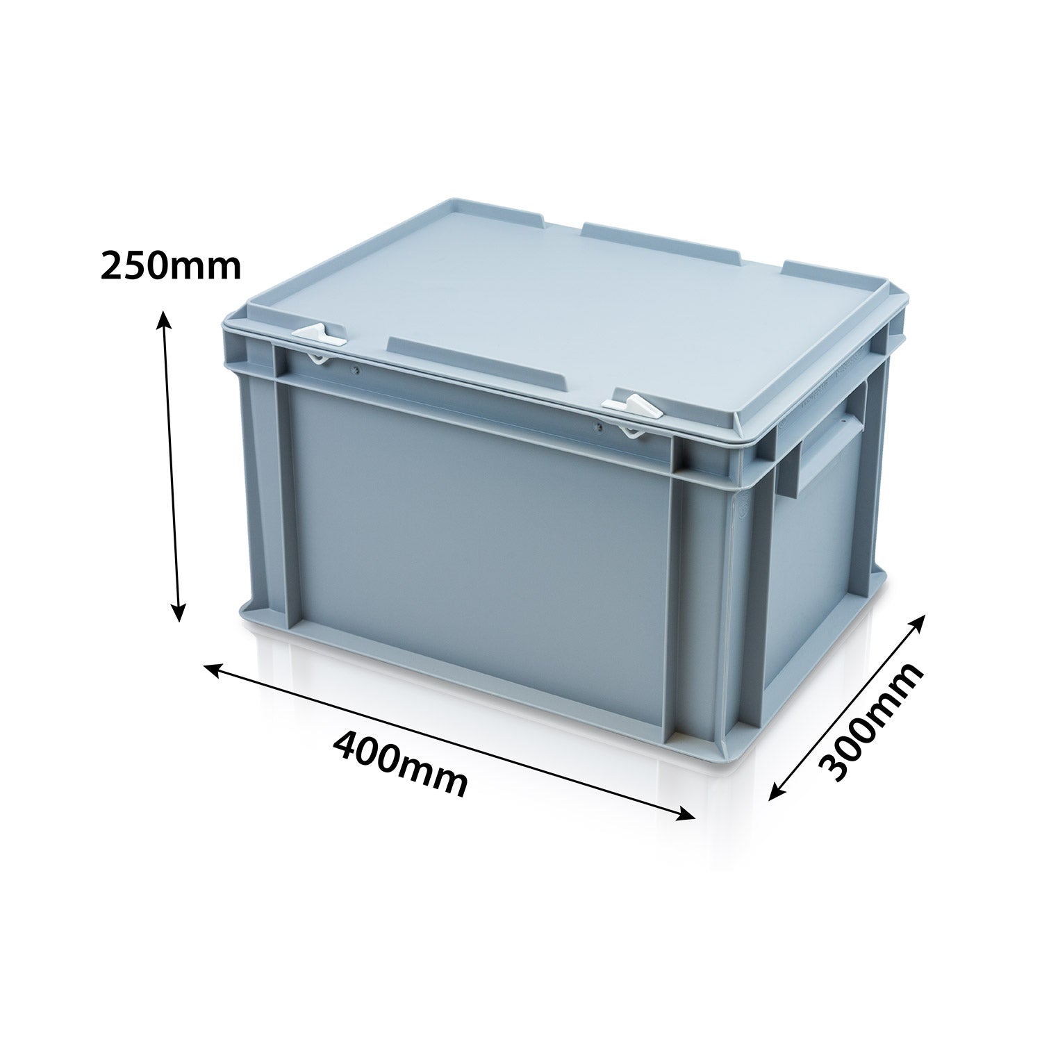 20L (400x300x235mm) Heavy Duty Hinged Lid Euro Stacker – Storage Box Shop