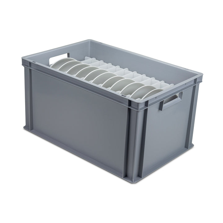 Plate Store and Transport Boxes with Slotted Compartment Inserts 60 x 40cm