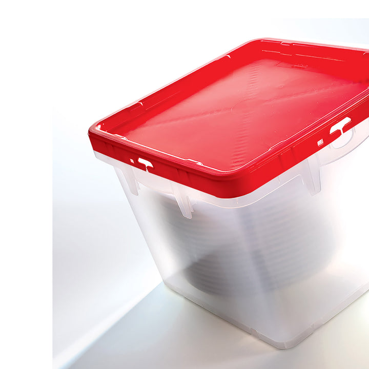 Red Click Close Lid For Heavy Duty Transparent Plate Box 400x400mm