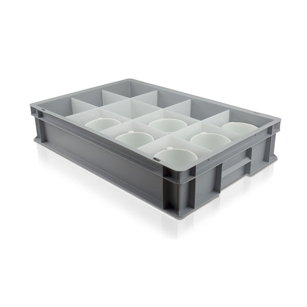 Solid Euro Box For Storage & Transportation of Tea Cups & Other Crockery With 12 Cells (Cell Size: 137x117mm)