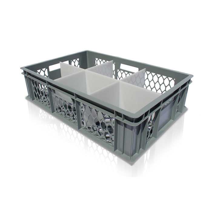 6 Compartment Shallow Perforated Glassware Wash and Store Crate