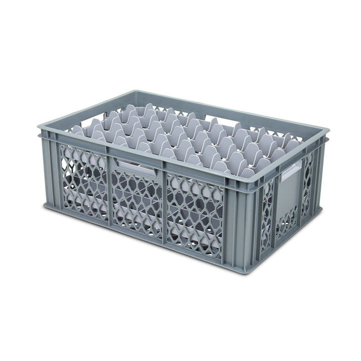 Stackable Glassware Crate With Removable Dividers with 40 Compartments