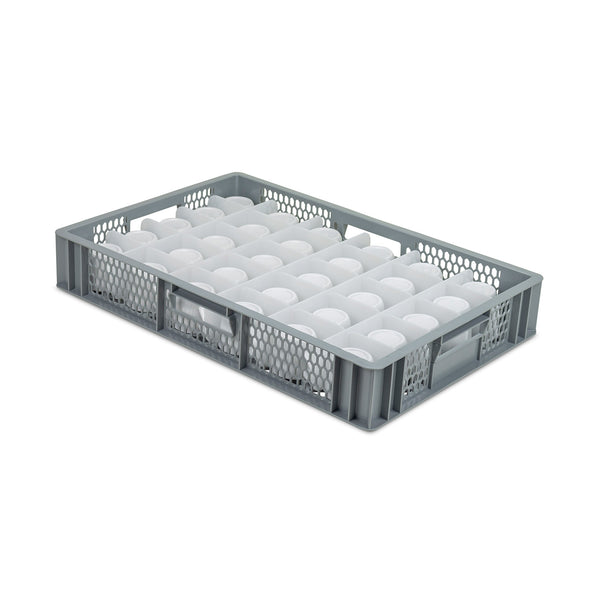 Shallow Wash And Store Crate For Espresso Cups Other Small Crockery With 30 Compartments