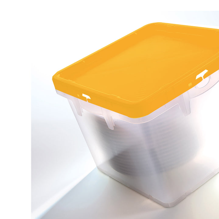 Yellow Click Close Lid For Heavy Duty Transparent Plate Box 400x400mm